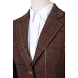 Brown Overcheck Herringbone Tweed 3 Piece Women Suit
