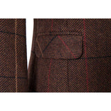 Brown Overcheck Herringbone Tweed 3 Piece Women Suit