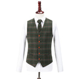 Green Overcheck Twill Tweed 3 Piece Suit - Yoosuitan