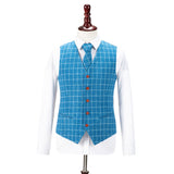 Light Blue Overcheck Twill Tweed 3 Piece Suit - Yoosuitan