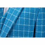 Light Blue Overcheck Twill Tweed 3 Piece Suit - Yoosuitan
