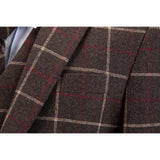 Dark Brown Windowpane Tweed 3 Piece Suit - Yoosuitan