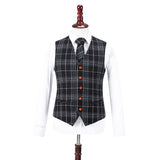 Black Plaid Overcheck Tweed 3 Piece Suit - Yoosuitan