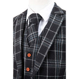 Black Plaid Overcheck Tweed 3 Piece Suit - Yoosuitan