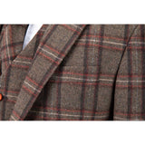 Brown Overcheck Twill Tweed 3 Piece Suit - Yoosuitan