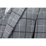 Light Grey Windowpane Tweed 3 Piece Suit - Yoosuitan