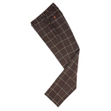 Dark Brown Windowpane Tweed 3 Piece Suit - Yoosuitan