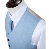 Light Blue Flannel Tweed 3 Piece Suit - Yoosuitan
