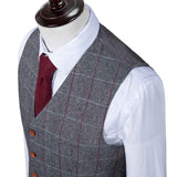 Grey Plaid Tweed 3 Piece Suit - Yoosuitan