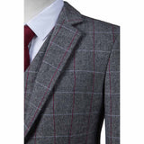 Grey Plaid Tweed 3 Piece Suit - Yoosuitan
