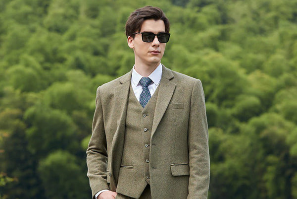 Light Green Herringbone Tweed Suit Matching Guide