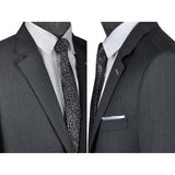 Grey Worsted Wool 2 Piece Suit Jacket and Pants - Yoosuitan