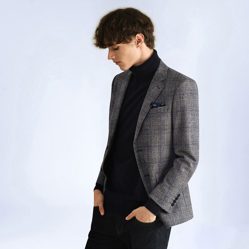 GREY WINDOWPANE TWEED 3 PIECE SUIT - Yoosuitan