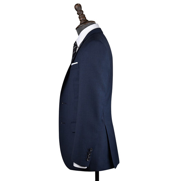 Navy Blue Birdseye Worsted Wool 2 Piece Suit Jacket and Pants - Yoosuitan