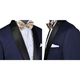 Navy Blue Worsted Wool 2 Piece Tuxedo Shawl Lapel Jacket and Pants - Yoosuitan