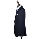 Dark Navy Worsted Wool 2 Piece Suit Jacket and Pants - Yoosuitan