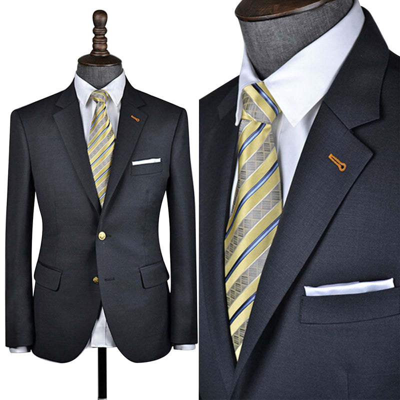 Charcoal Grey Worsted Wool 2 Piece Suit Jacket and Pants - Yoosuitan