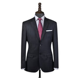 Charcoal Worsted Wool Flannel 2 Piece Suit Jacket and Pants - Yoosuitan