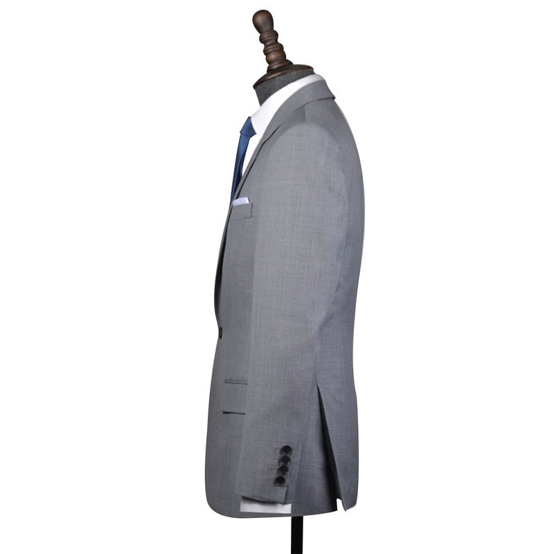 Light Grey Worsted Wool 2 Piece Suit Jacket and Pants - Yoosuitan