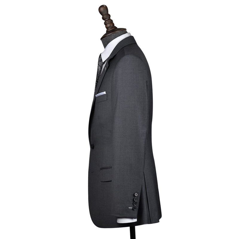 Grey Worsted Wool 2 Piece Suit Jacket and Pants - Yoosuitan