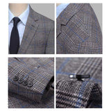 GREY WINDOWPANE TWEED 3 PIECE SUIT - Yoosuitan