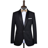 Black Worsted Wool 2 Piece Tuxedo Shawl Lapel Jacket and Pants - Yoosuitan