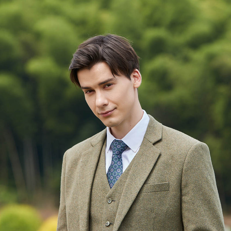 Light Green Herringbone Tweed 3 Piece Suit