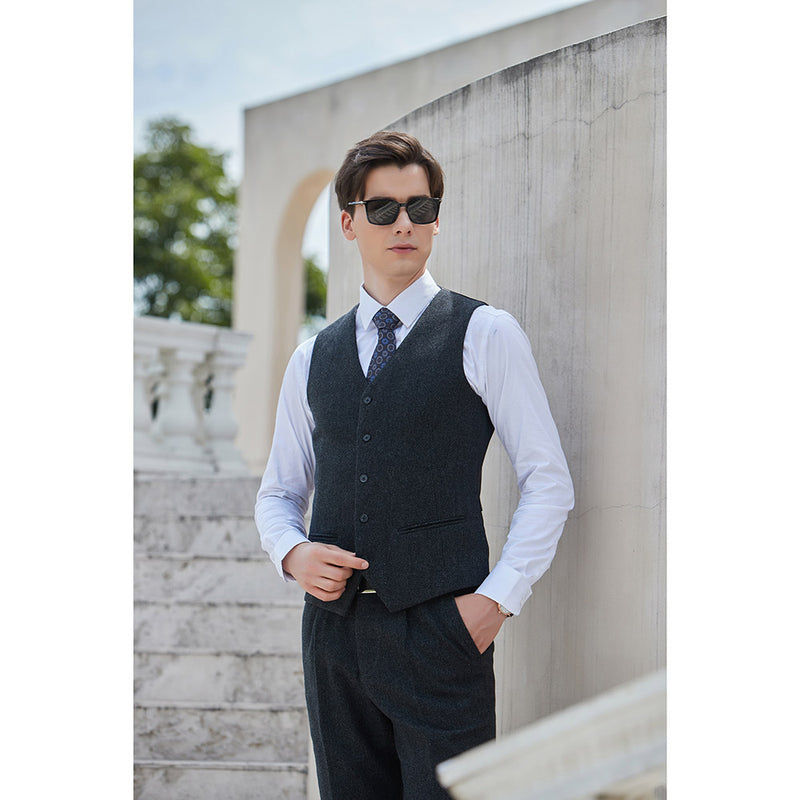 Charcoal Black Tweed 3 Piece Suit