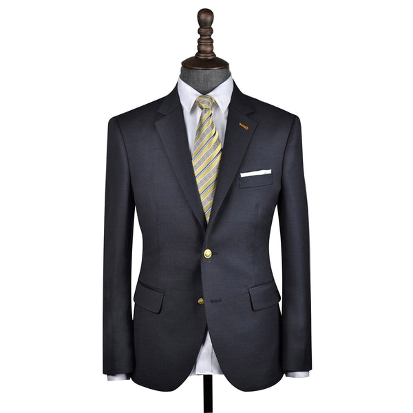 Charcoal Grey Worsted Wool 2 Piece Suit Jacket and Pants - Yoosuitan