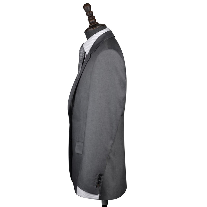 Grey Worsted Wool 2 Piece Suit Jacket and Pants - Yoosuitan