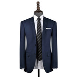 Navy Blue Birdseye Worsted Wool 2 Piece Suit Jacket and Pants - Yoosuitan