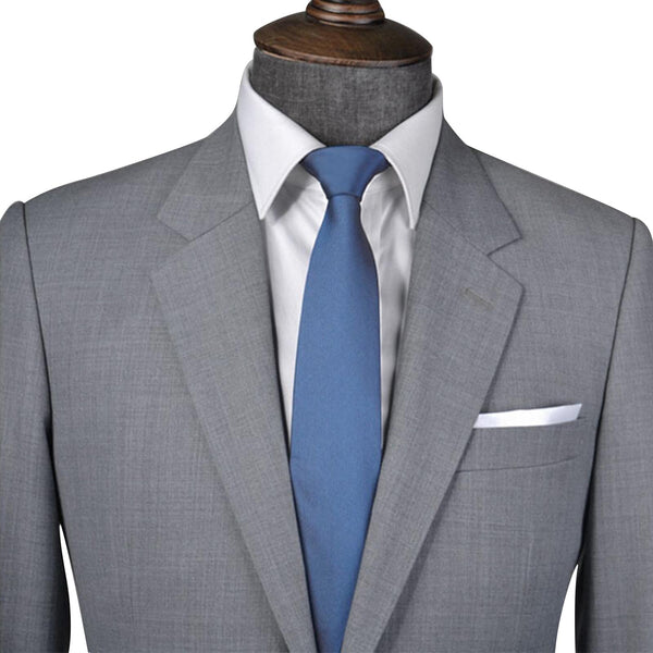 Light Grey Worsted Wool 2 Piece Suit Jacket and Pants - Yoosuitan