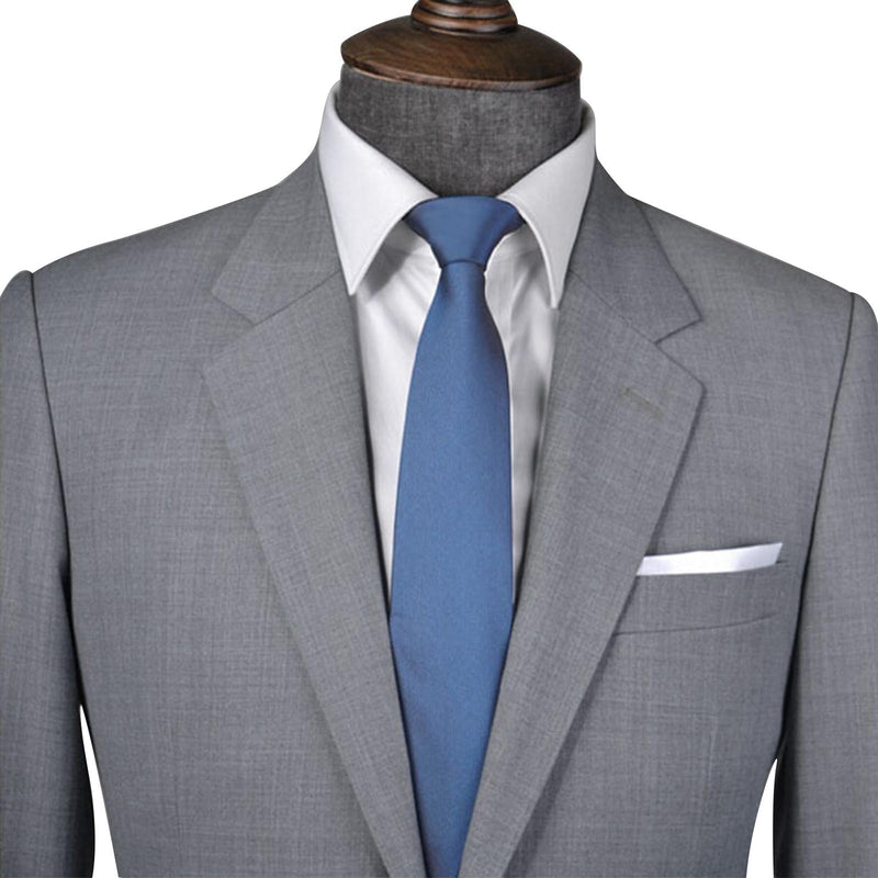 Light Grey Worsted Wool 2 Piece Suit Jacket and Pants - Yoosuitan