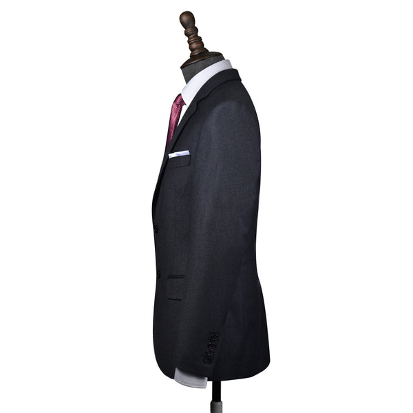 Charcoal Worsted Wool Flannel 2 Piece Suit Jacket and Pants - Yoosuitan