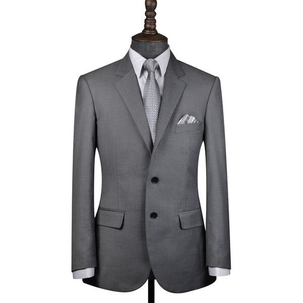 Grey Worsted Wool 2 Piece Suit Jacket and Pants - Yoosuitan