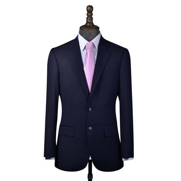 Dark Navy Herringbone Worsted Wool 2 Piece Suit Jacket and Pants - Yoosuitan