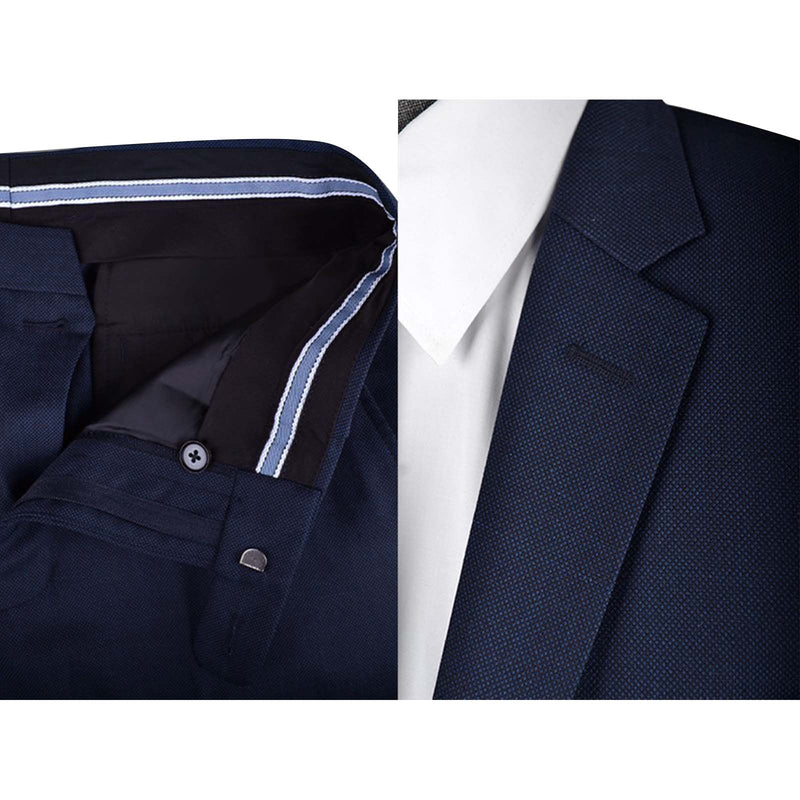 Navy Blue Birdseye Worsted Wool 2 Piece Suit Jacket and Pants - Yoosuitan