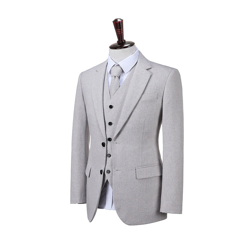 Pale With Colored Yarn Flannel Tweed 3 Piece Suit - Yoosuitan