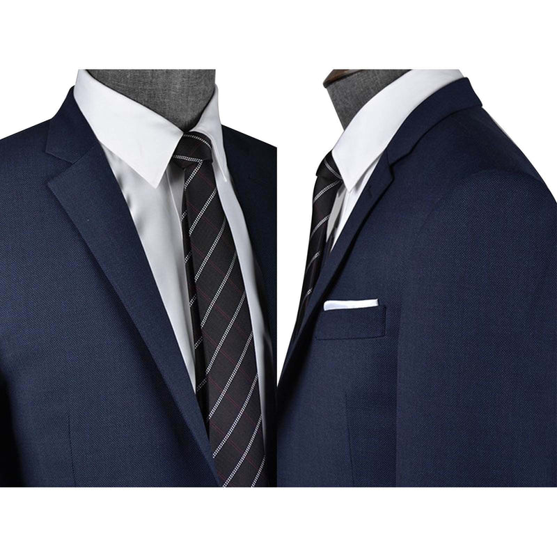 Navy Blue Birdseye Worsted Wool 2 Piece Suit Jacket and Pants - Yoosuitan