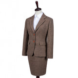 Brown Estate Herringbone Tweed 3 Piece Women Suit