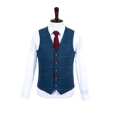 Blue Overcheck Tweed 3 Piece Suit - Yoosuitan