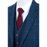 Blue Overcheck Tweed 3 Piece Suit - Yoosuitan