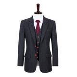 Dark Grey Estate Herringbone Tweed 3 Piece Suit - Yoosuitan