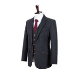 Dark Grey Estate Herringbone Tweed 3 Piece Suit - Yoosuitan