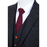 Dark Grey Estate Herringbone Tweed 3 Piece Suit - Yoosuitan