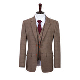 Brown Estate Herringbone Tweed 3 Piece Suit - Yoosuitan