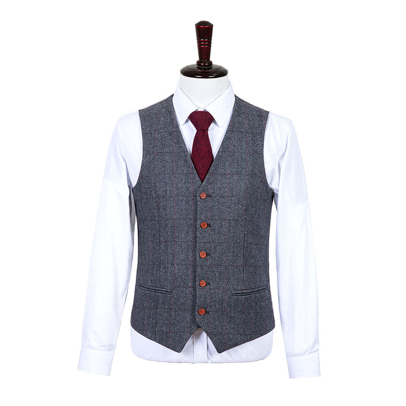 Traditional Grey Estate Herringbone Tweed 3 Piece Suit - Yoosuitan