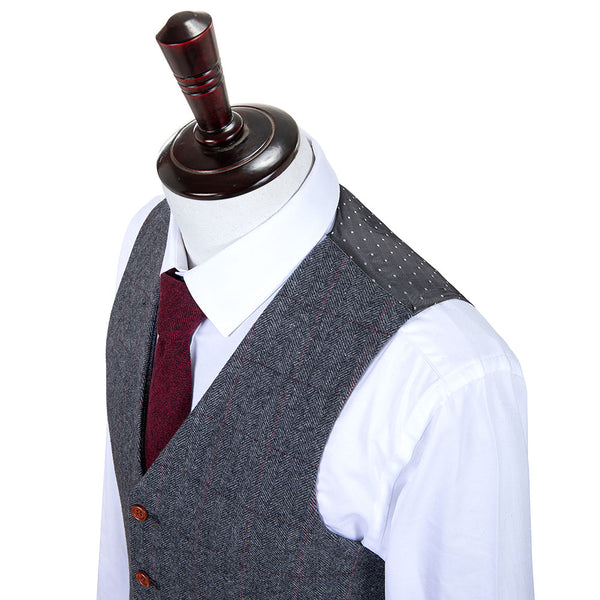 Traditional Grey Estate Herringbone Tweed 3 Piece Suit - Yoosuitan