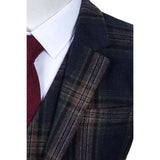 Midnight Blue Plaid Tweed 3 Piece Suit - Yoosuitan