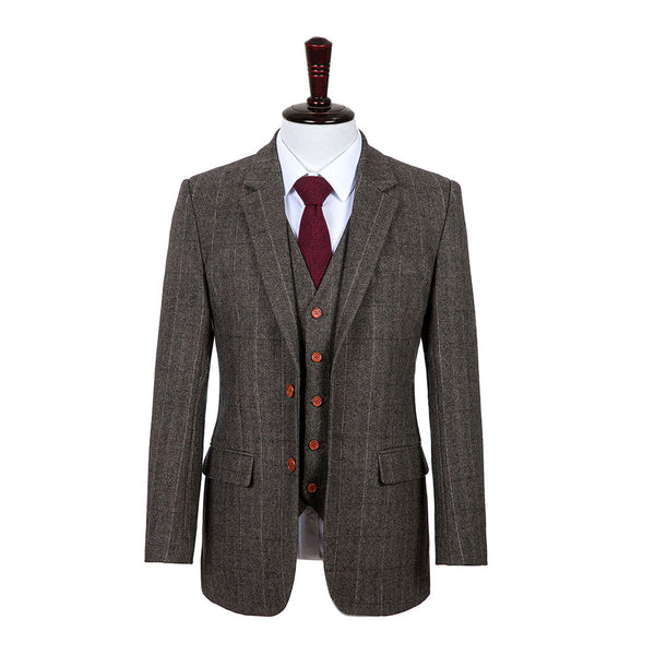 Country Estate Herringbone Tweed 3 Piece Suit - Yoosuitan